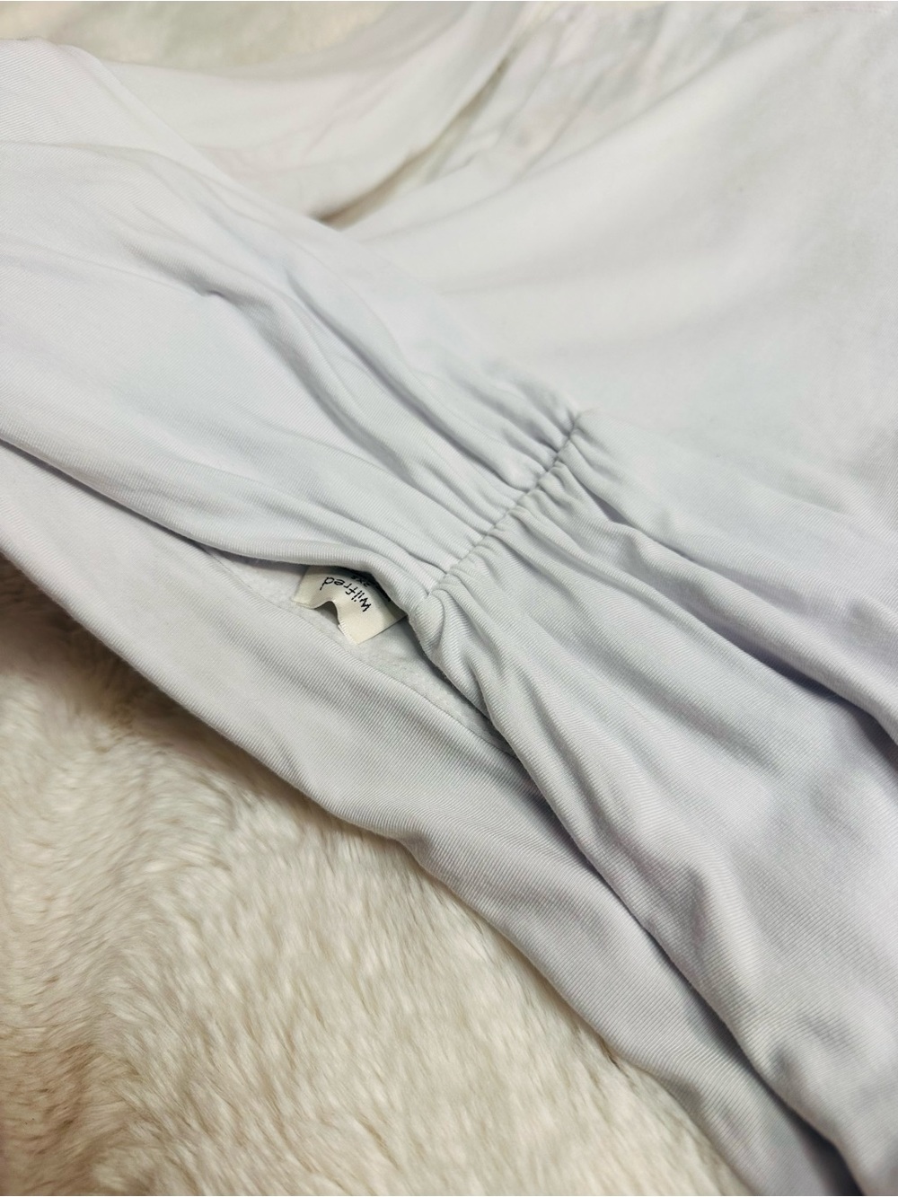 Aritzia Off-Shoulder Ruched Long Sleeve Top - White - Picture 3 of 7